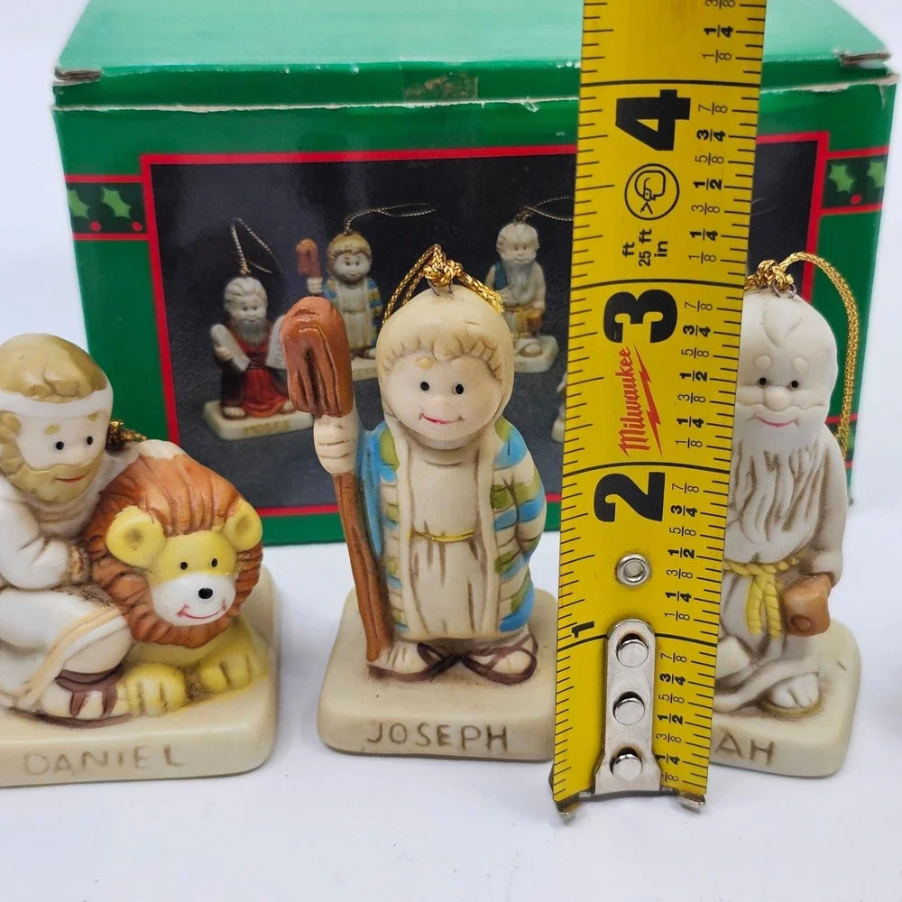 Vintage House Of Lloyd Set of Six Bible Story Christmas Ornaments Used With Box